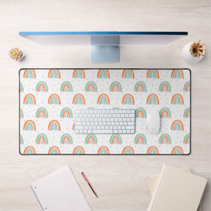 Colourful Rainbow Polka Dot Pattern Desk Mat