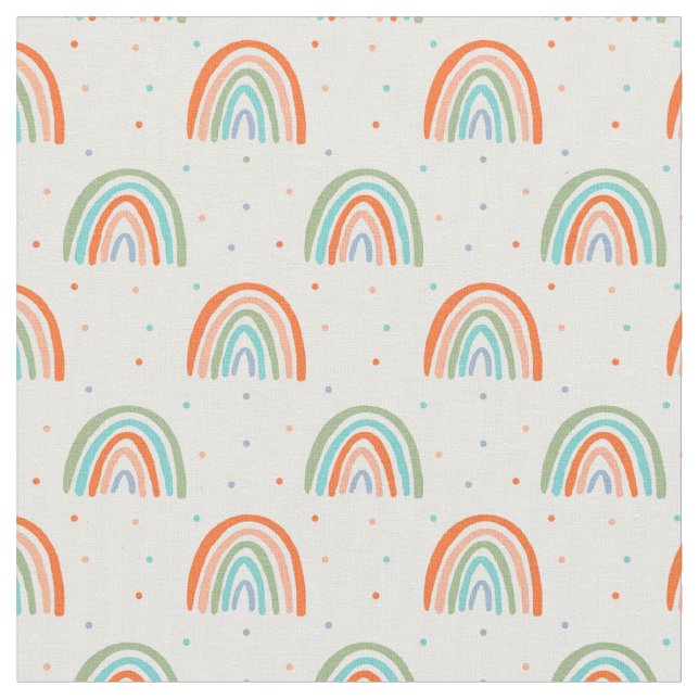 Colourful Rainbow Polka Dot Pattern Fabric (Close Up)