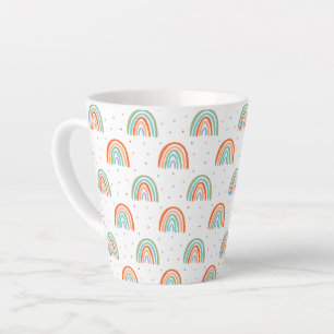 Colourful Rainbow Polka Dot Pattern Latte Mug