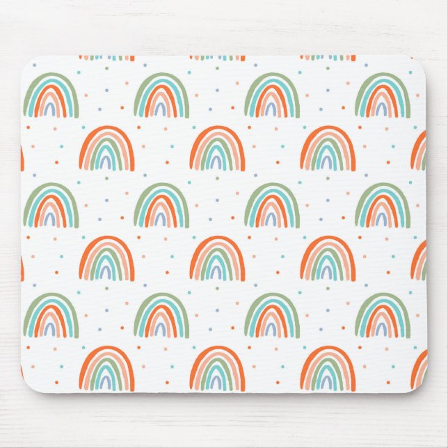 Colourful Rainbow Polka Dot Pattern Mouse Pad (Front)
