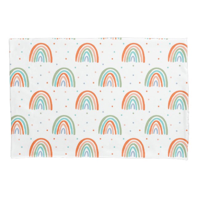 Colourful Rainbow Polka Dot Pattern Pillowcase (Front)