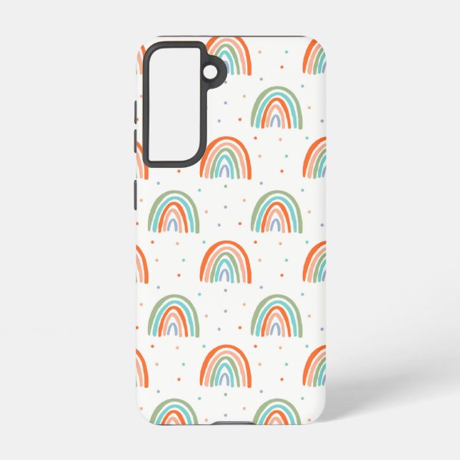 Colourful Rainbow Polka Dot Pattern Samsung Galaxy S21 Case (Back)