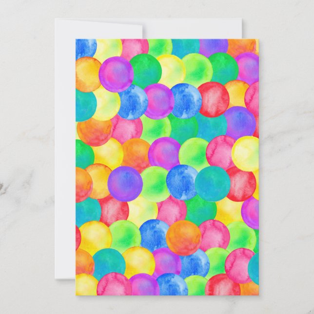 Colourful rainbow polka dot water colour pattern c invitation (Front)