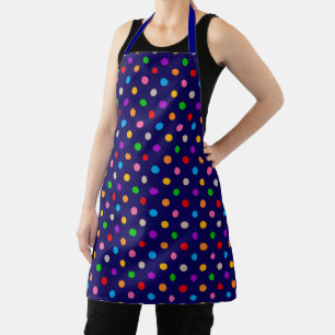Colourful Rainbow Polka Dots Blue  Apron
