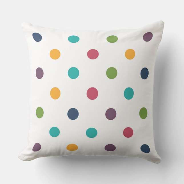 Colourful Rainbow Polka Dots Cushion (Front)