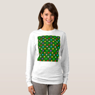 Colourful Rainbow Polka Dots Green T-Shirt