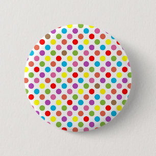 Colourful rainbow polka dots pattern 6 cm round badge