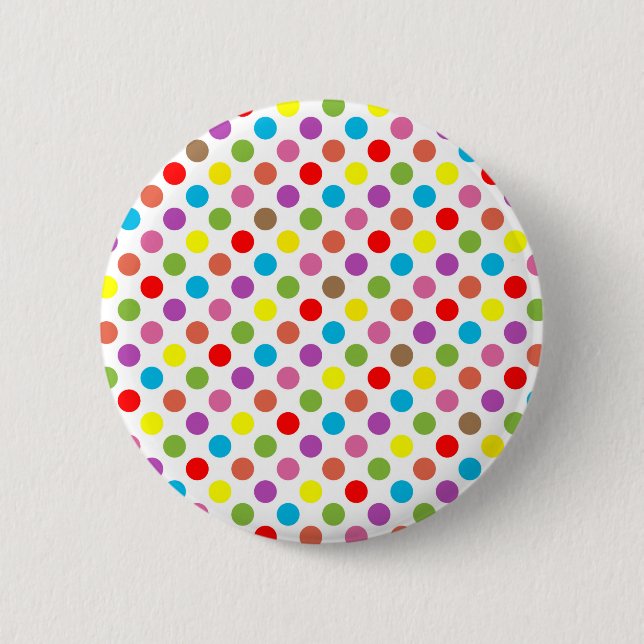 Colourful rainbow polka dots pattern 6 cm round badge (Front)