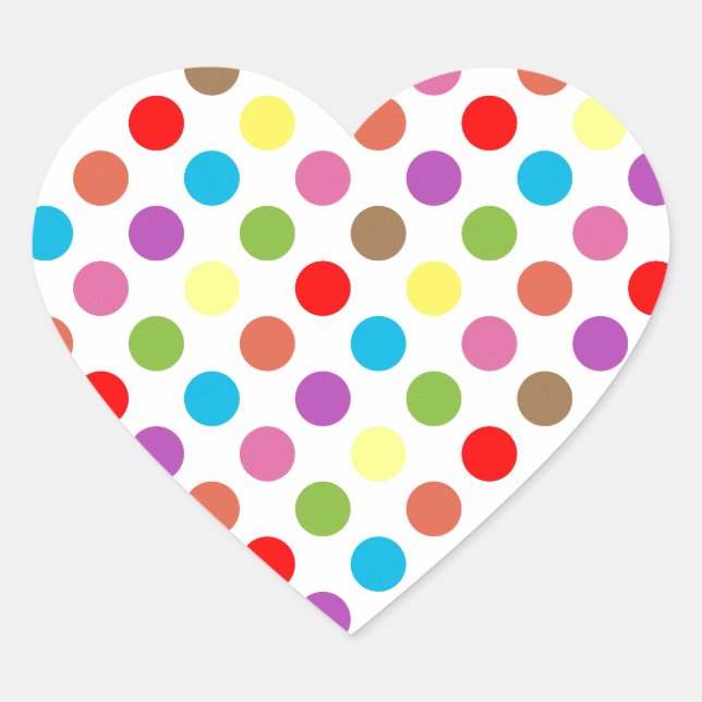 Colourful rainbow polka dots pattern heart sticker (Front)