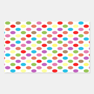 Colourful rainbow polka dots pattern rectangular sticker