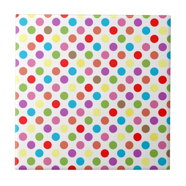 Colourful rainbow polka dots pattern tile (Front)