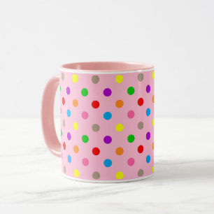 Colourful Rainbow Polka Dots Pink Mug