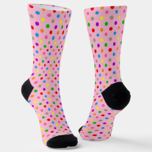 Colourful Rainbow Polka Dots Pink  Socks