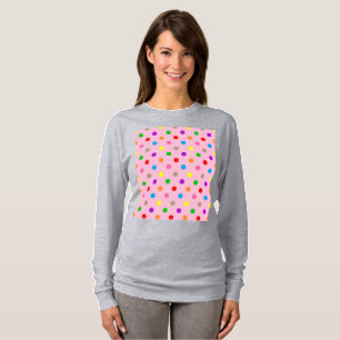 Colourful Rainbow Polka Dots Pink  T-Shirt