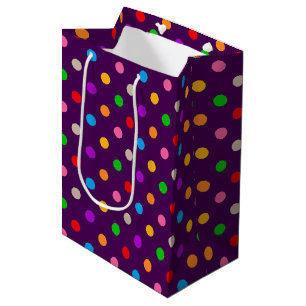 Colourful Rainbow Polka Dots Purple  Medium Gift Bag