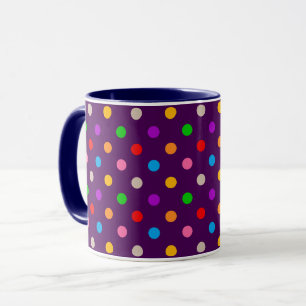 Colourful Rainbow Polka Dots Purple Mug