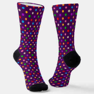 Colourful Rainbow Polka Dots Purple Socks