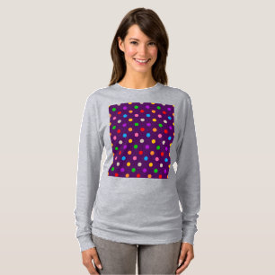 Colourful Rainbow Polka Dots Purple  T-Shirt