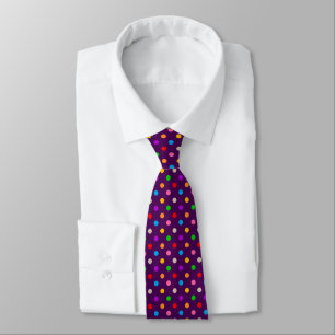 Colourful Rainbow Polka Dots Purple Tie