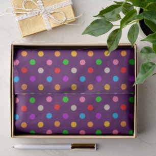 Colourful Rainbow Polka Dots Purple Tissue Paper