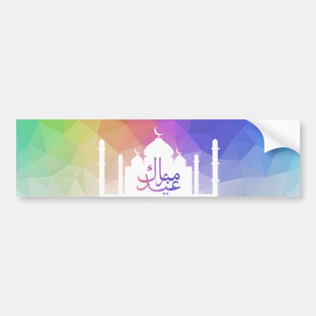 Colourful Rainbow Polygonal Eid - Bumper Sticker (Front)