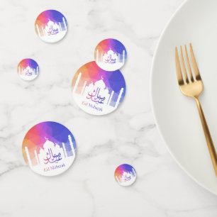 Colourful Rainbow Polygonal Eid Mosque Confetti