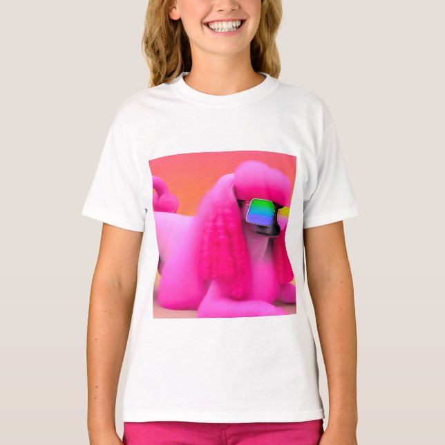 Colourful Rainbow Poodle Caticorn Kitty T-Shirt (Front)