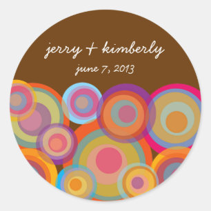 Colourful Rainbow Pop Circle Summer Wedding Sticke Classic Round Sticker