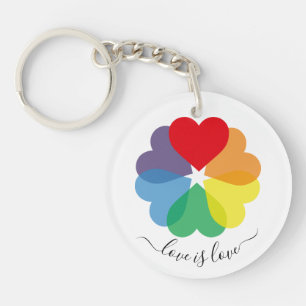 Colourful Rainbow Pride Hearts Key Ring