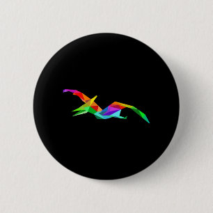 Colourful Rainbow Pteranodon Pterodactyl Dino 6 Cm Round Badge