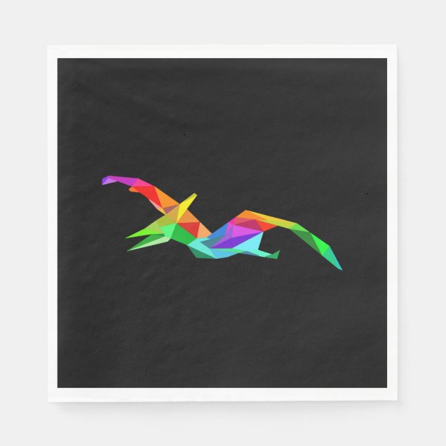 Colourful Rainbow Pteranodon Pterodactyl Dino Napkin (Front)