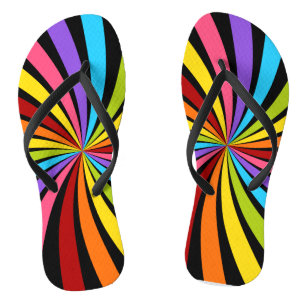 Colourful Rainbow Radial Pattern Flip Flops