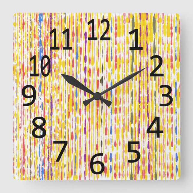 Colourful Rainbow Raindrops Vertical Pattern Clock (Front)