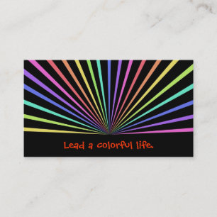 Colourful Rainbow Rays on Black Business Card