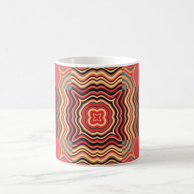 Colourful Rainbow Retro Seamless Pattern Square Coffee Mug (Center)