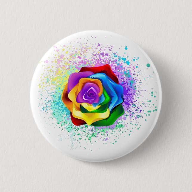 Colourful Rainbow Rose 6 Cm Round Badge (Front)