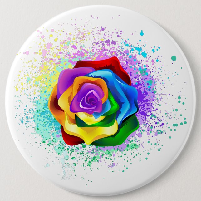 Colourful Rainbow Rose 6 Cm Round Badge (Front)