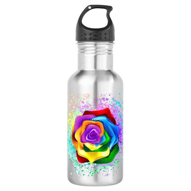 Colourful Rainbow Rose 710 Ml Water Bottle (Front)