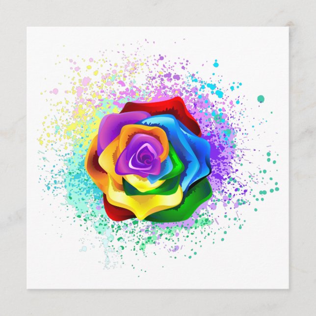 Colourful Rainbow Rose Advice Card (Front)