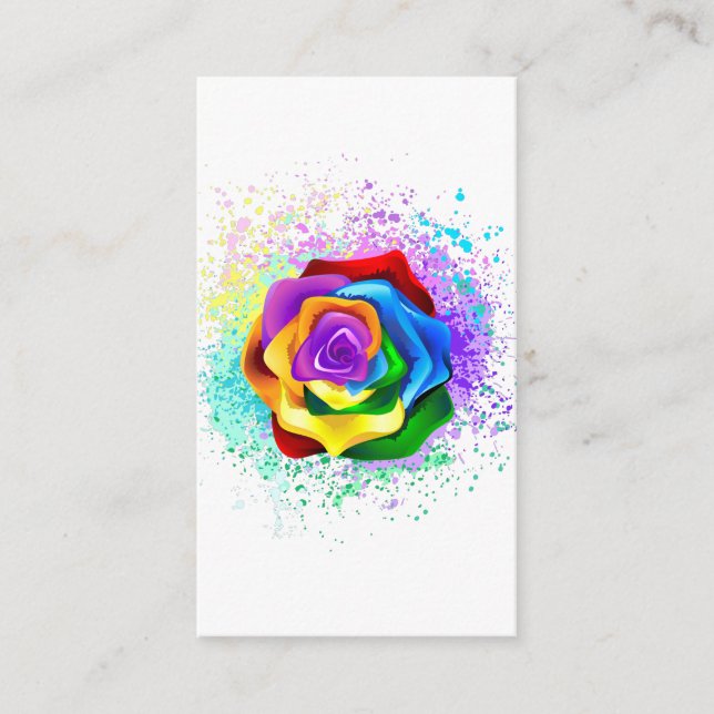 Colourful Rainbow Rose Advice Card (Front)