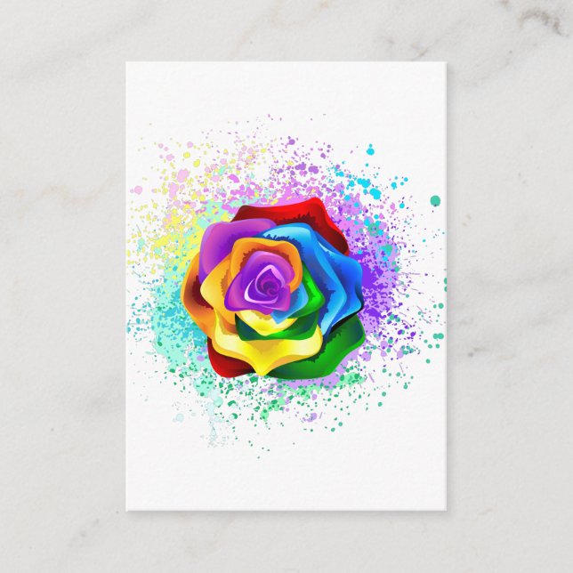 Colourful Rainbow Rose Advice Card (Front)