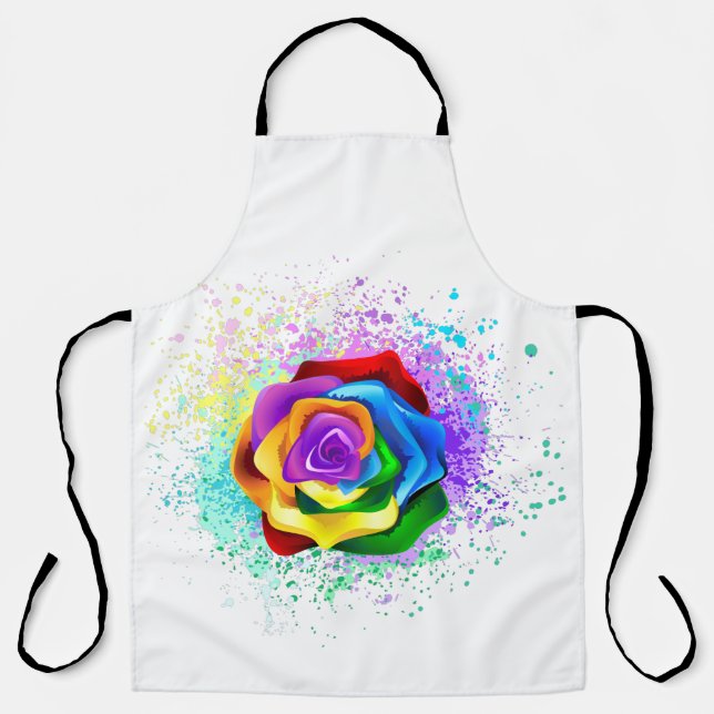 Colourful Rainbow Rose Apron (Front)