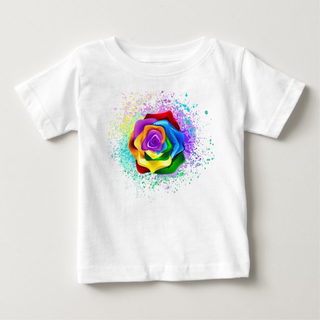 Colourful Rainbow Rose Baby T-Shirt (Front)