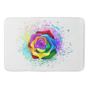 Colourful Rainbow Rose Bath Mat