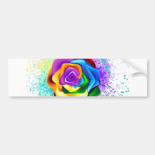 Colourful Rainbow Rose Bumper Sticker