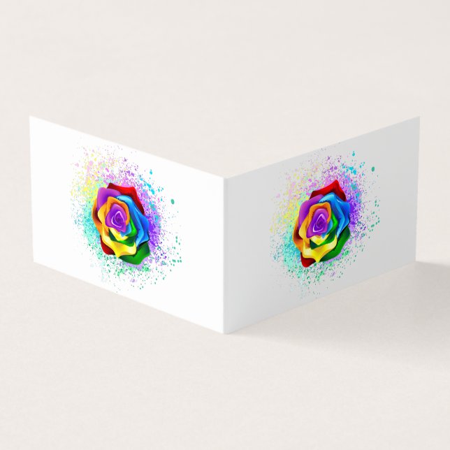 Colourful Rainbow Rose Business Card (Outside)
