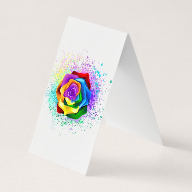 Colourful Rainbow Rose Business Card (Back)