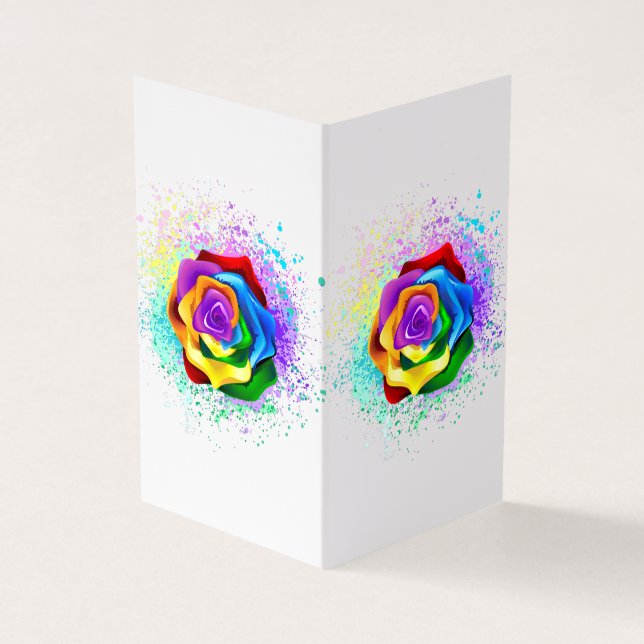 Colourful Rainbow Rose Business Card (Outside)