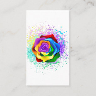 Colourful Rainbow Rose Calling Card