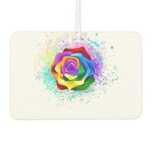 Colourful Rainbow Rose Car Air Freshener